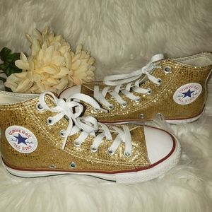 Converse Girl's Size 2 - Sparkly Gold